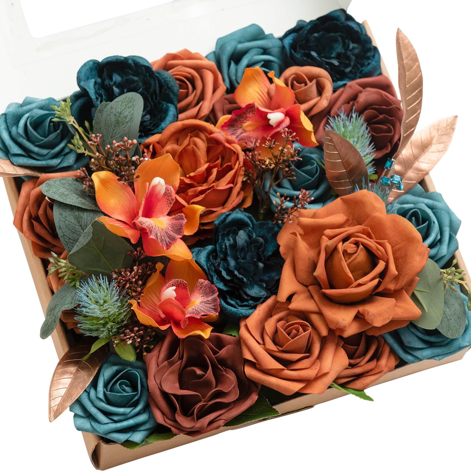 Lings Moment Artificial Flowers Wedding Rustic Teal Fall Combo for DIY Wedding Centerpieces Bouquets Combo Decorations