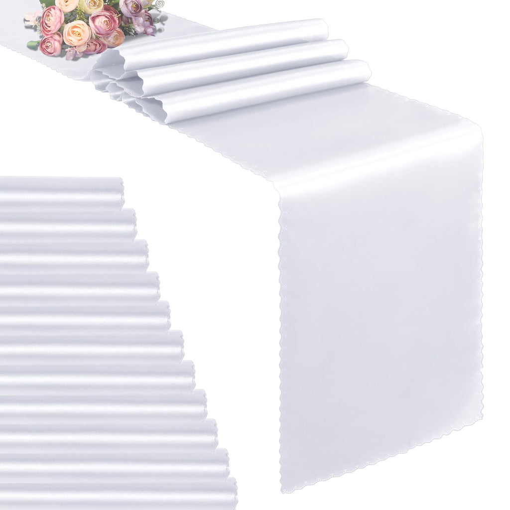 White Satin Table Runners - 12x72 - 12 pack