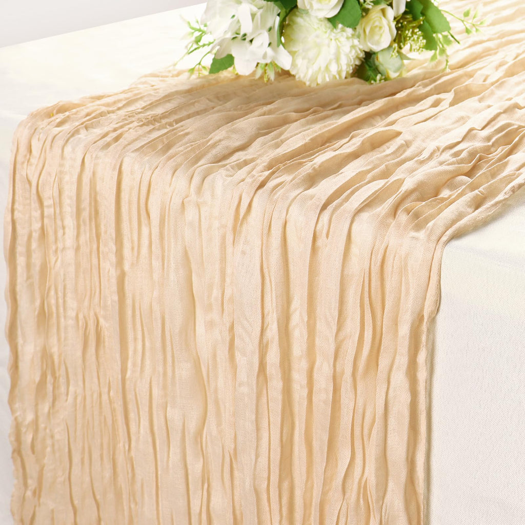 10-foot Beige Gauze Table Runner