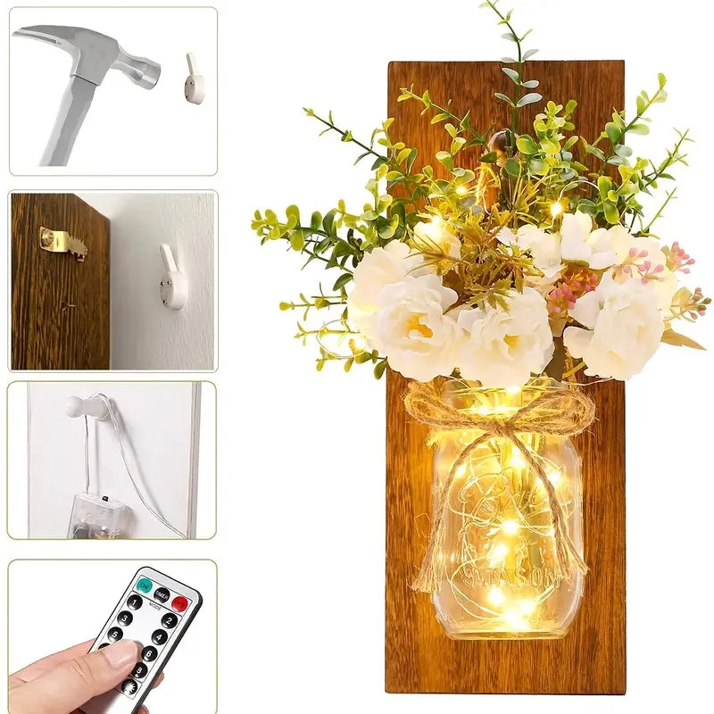 Rustic Wall Decor with LED Fairy Lights- 2pcs Set