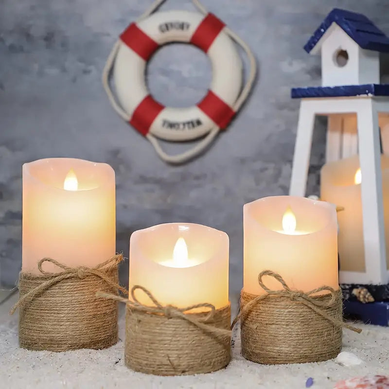 Flameless LED Flickering Candles- Set of 3