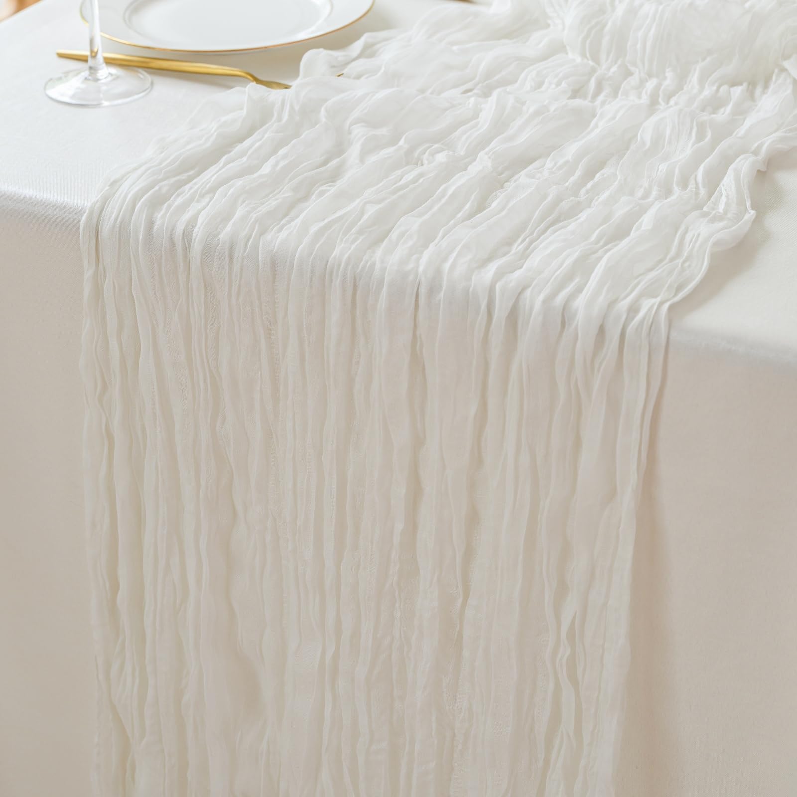 White Cheesecloth Table Runner 10ft