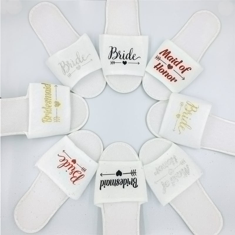 Custom Plush Slippers for Wedding Party