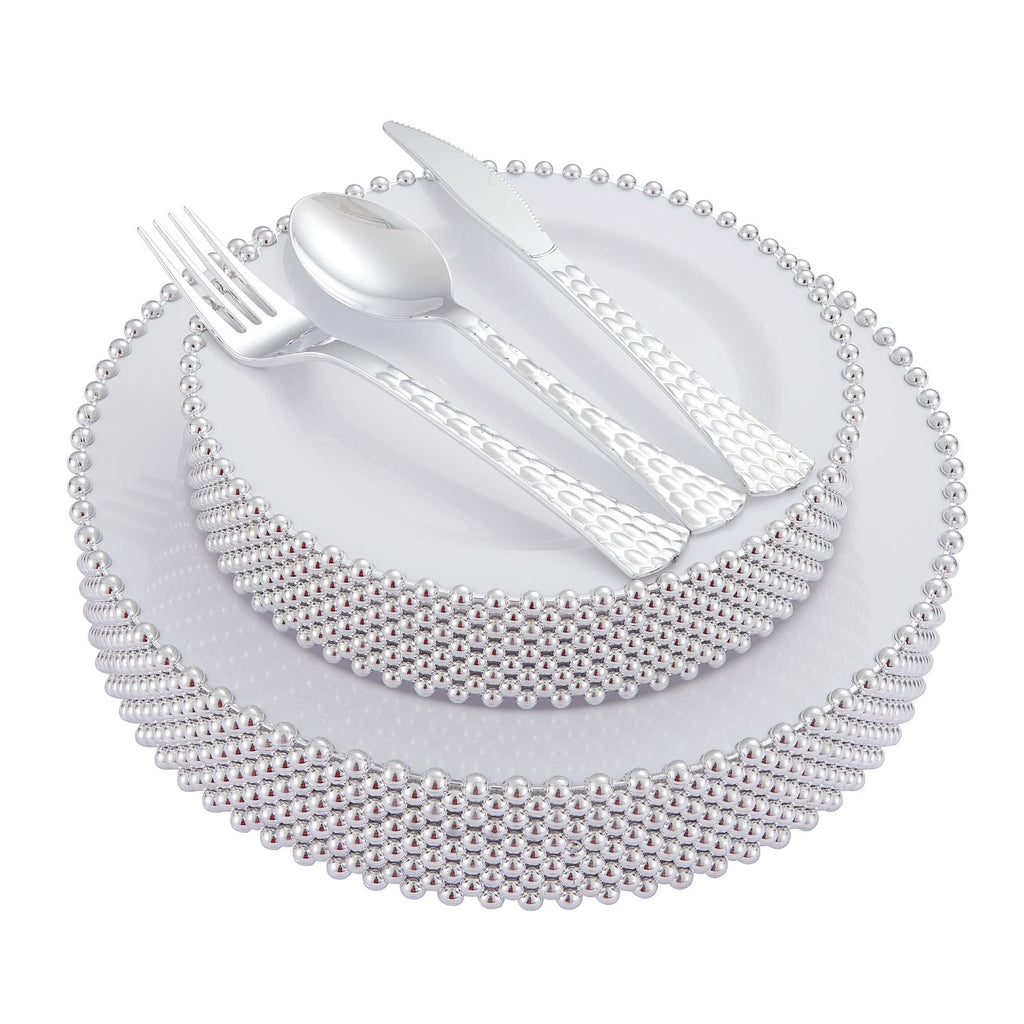 75pc Silver Beaded Party Set