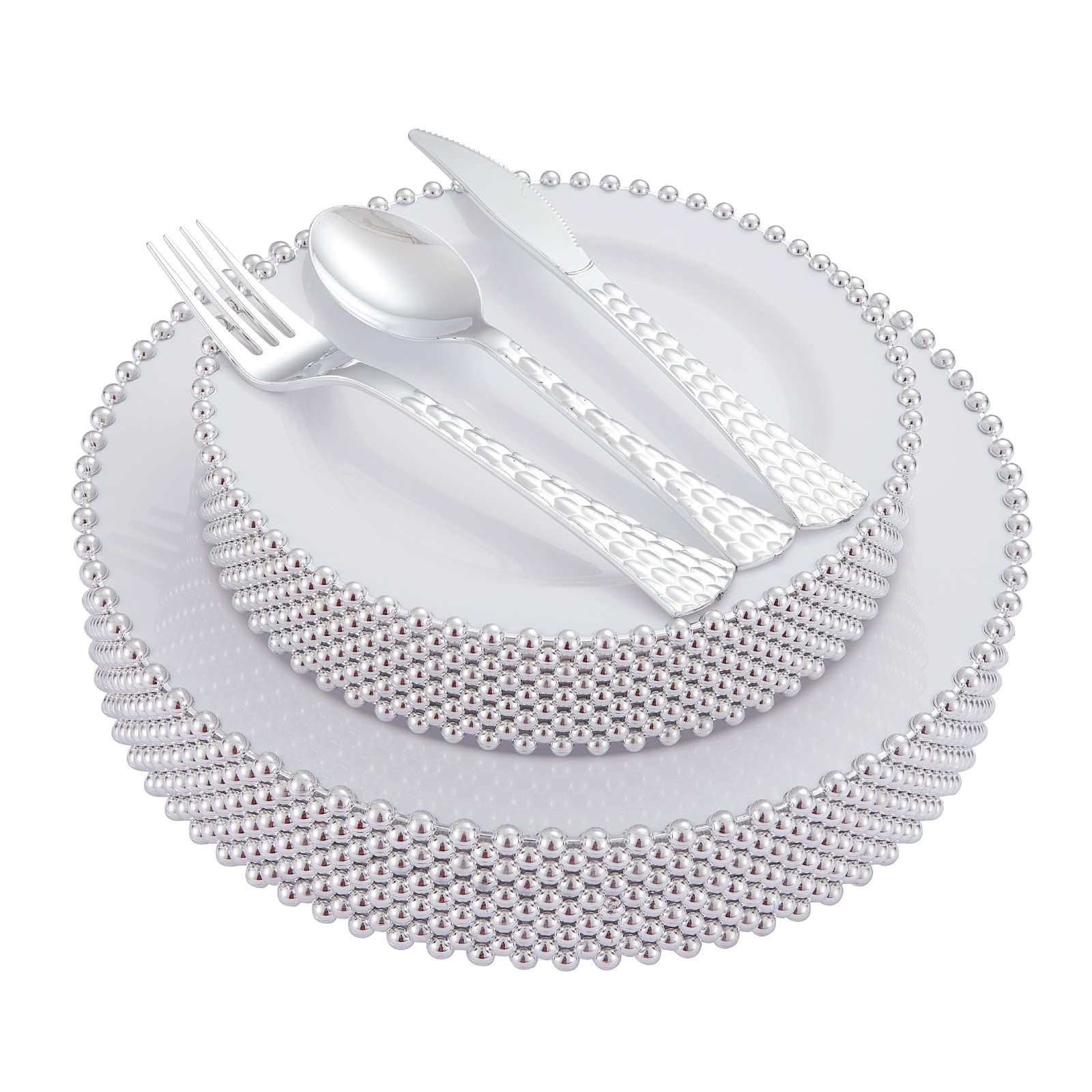 75pc Silver Beaded Party Set