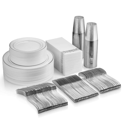350 Piece Elegant Silver Dinnerware Kit
