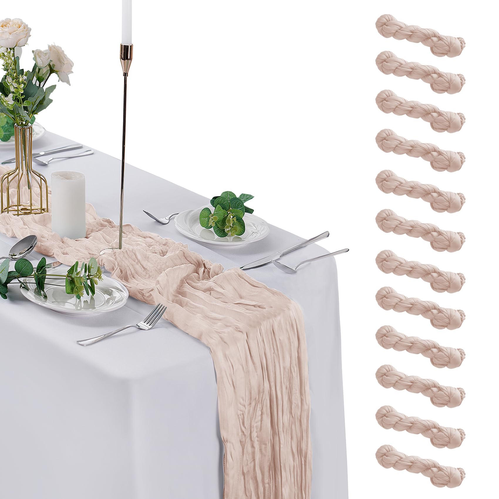 Ivory Gauze Table Runner 12-Pack