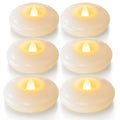 3” Flameless LED Floating Candles- 200 Hour 6 Pack (White)