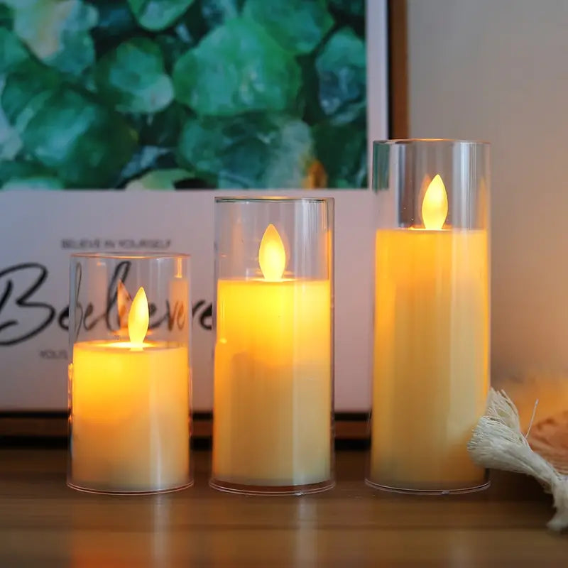 Acrylic Shell Flameless Candle with Battery Included