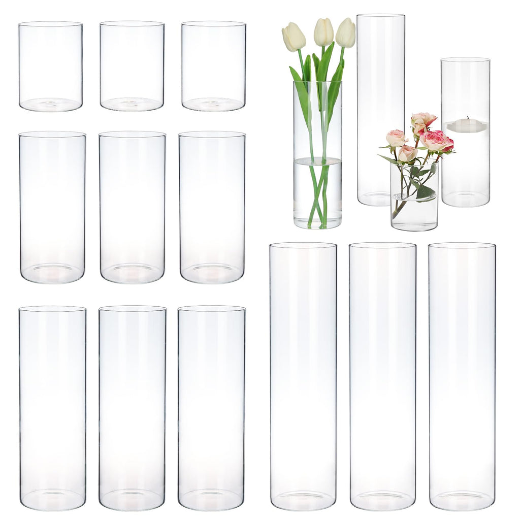 Glass Cylinder Vases- 12 pack
