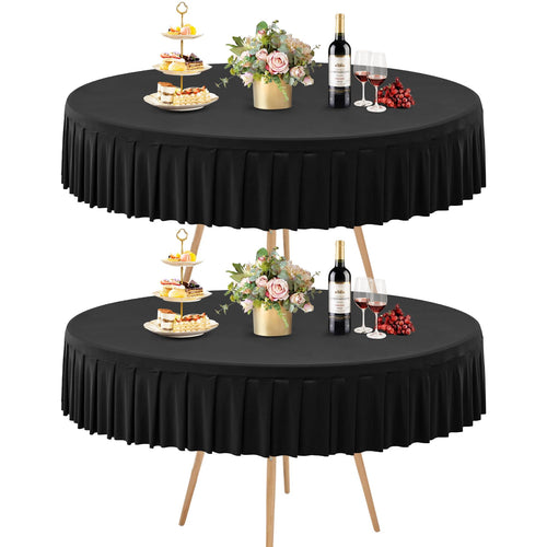 2-Pack Black Stretch Tablecloths for 60" Round Tables