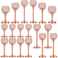 Crystal Candle Stick Holders- Set of 18 (Rose Gold)