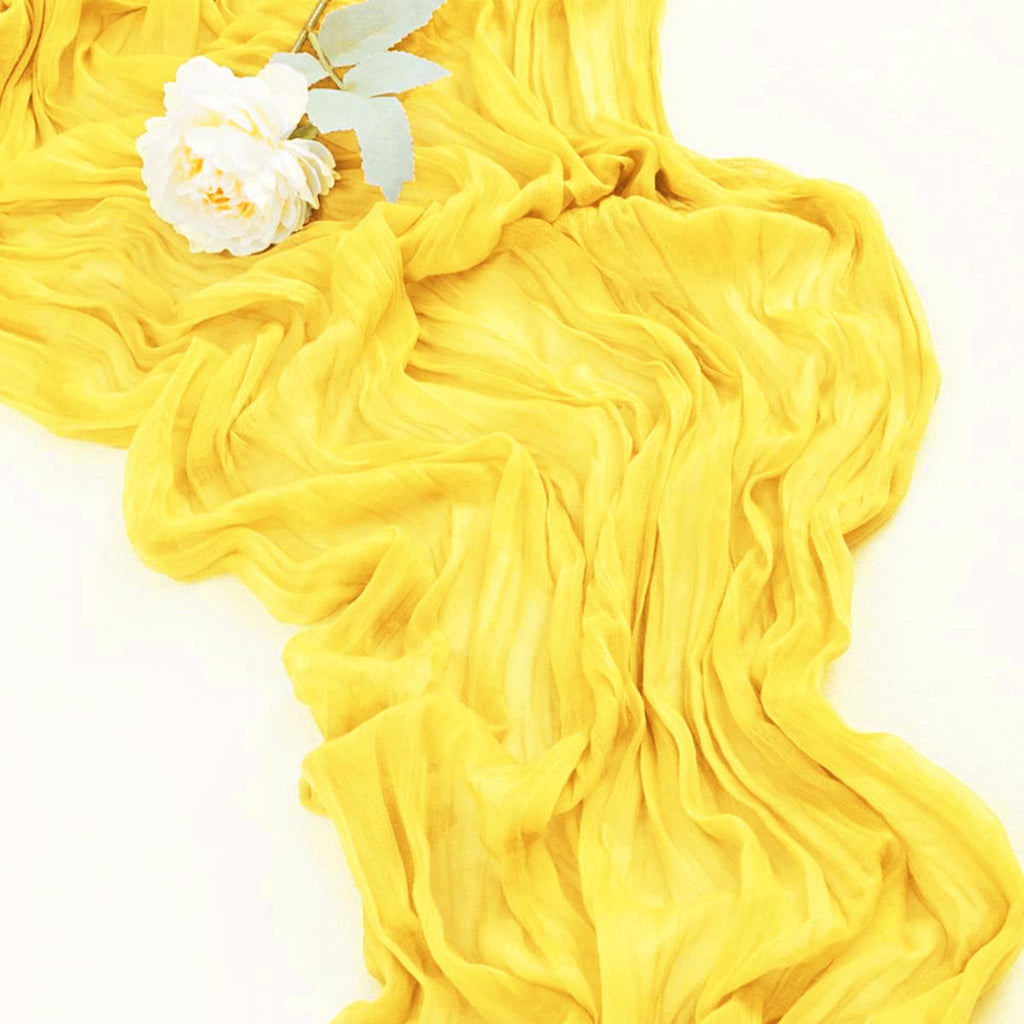 Golden Yellow Gauze 10ft Table Runner 12 Pack