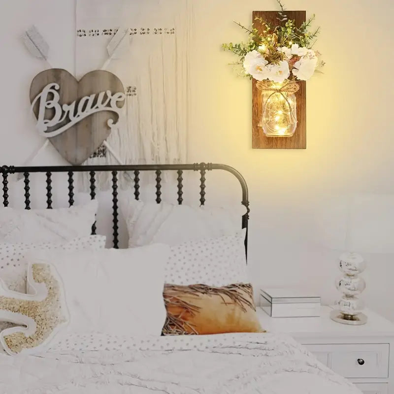Rustic Wall Decor with LED Fairy Lights- 2pcs Set