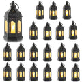 Mini Lantern with Flickering LED Candles- Set of 20 ( Black) Battery Included