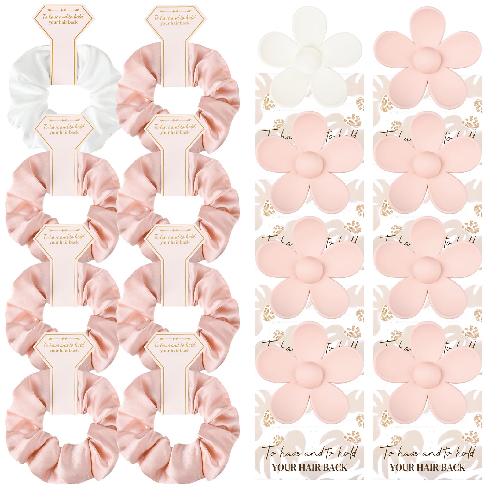 Bridal Hair Accessory Set with Gift Cards (White & Pink)