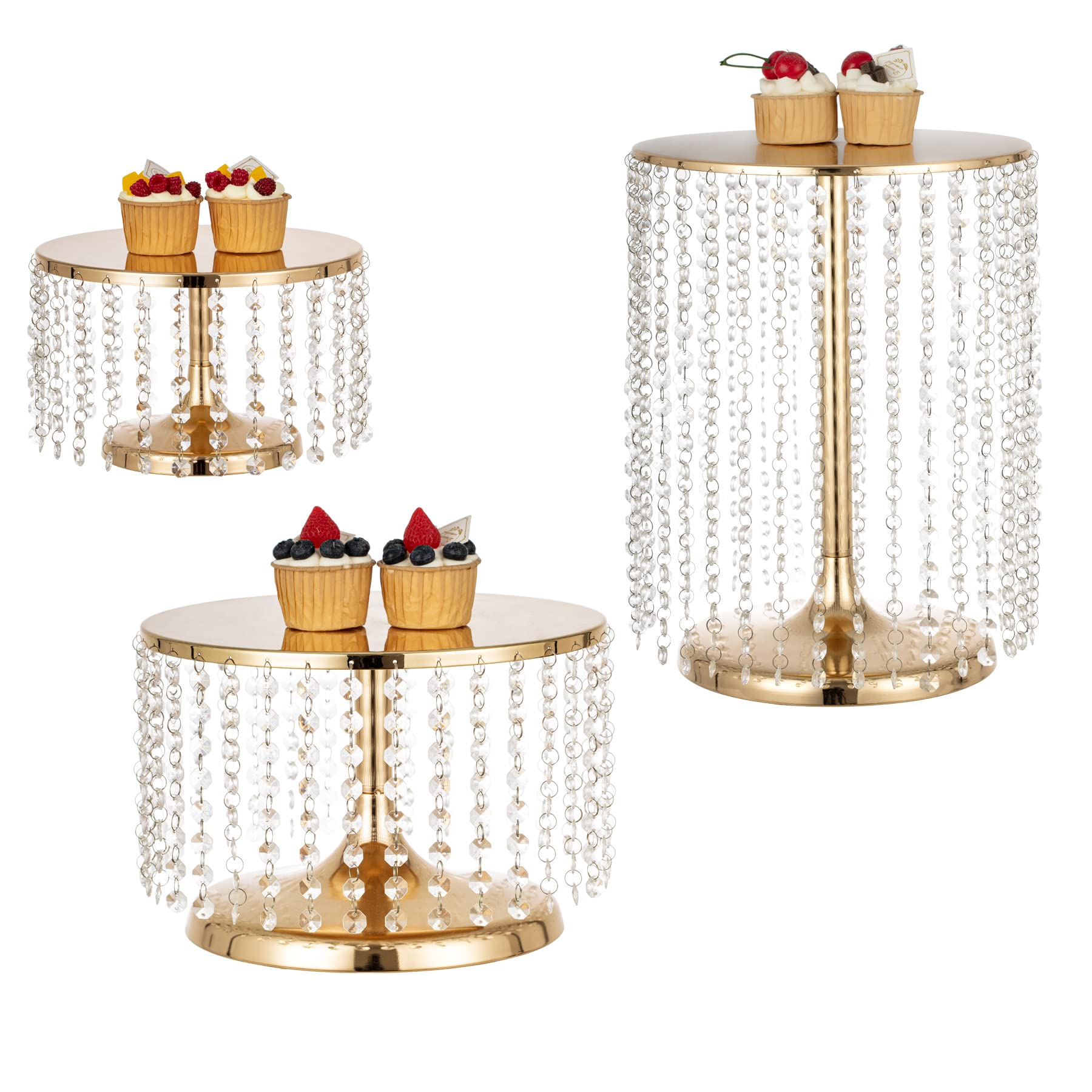 Exquisite Gold Metal Beaded Cake Stand Trio