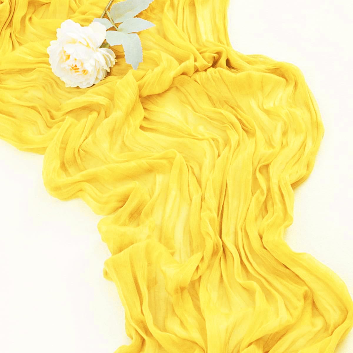 Golden Yellow Gauze 10ft Table Runner 12 Pack