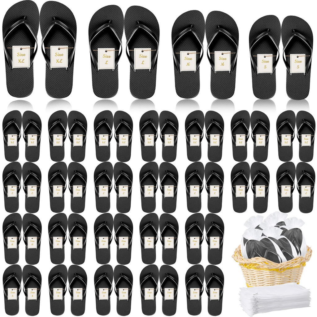 Wedding Bliss 48-Pair Flip Flop Bulk Pack with Drawstring Bags