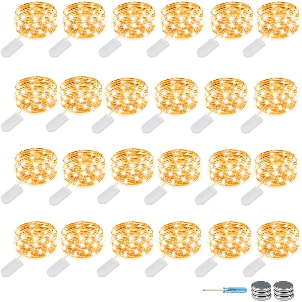 Fairy Lights- Battery Operated 24 Pack 9.8 FT + 6 Replacement Batteries (Warm White)