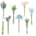 Floroom Artificial Greenery Stems Box Set 59pcs with 7 Kinds of Faux Greenery Flowers Picks for DIY Bridal Bouquets Wedding Floral Arrangement Table Centerpieces Blue & White