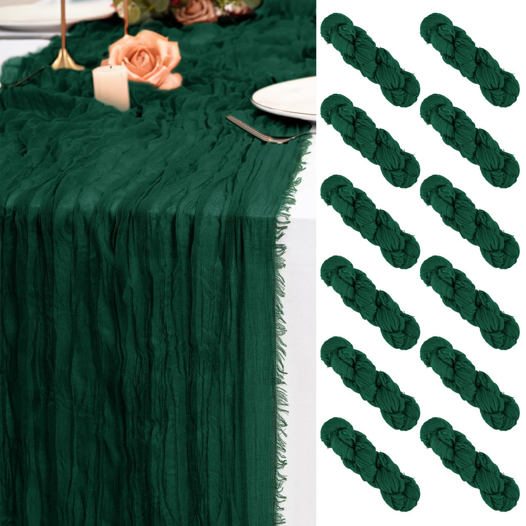Emerald Gauze Table Runners with Fringing 12 Pack