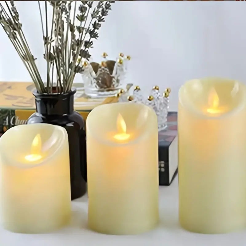 LED Flameless Candles with Remote- Set of 3