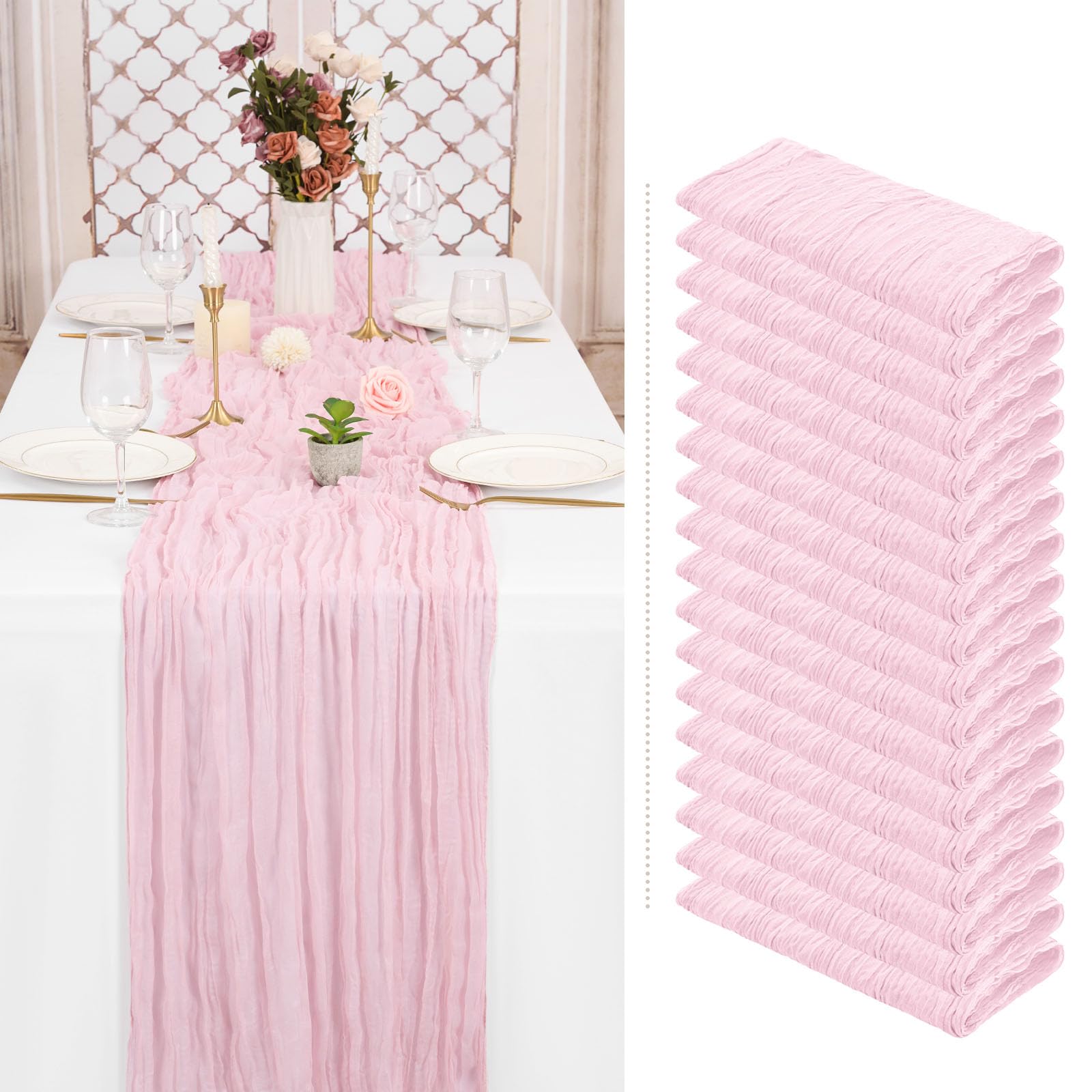 Pink Cheesecloth Table Runners
