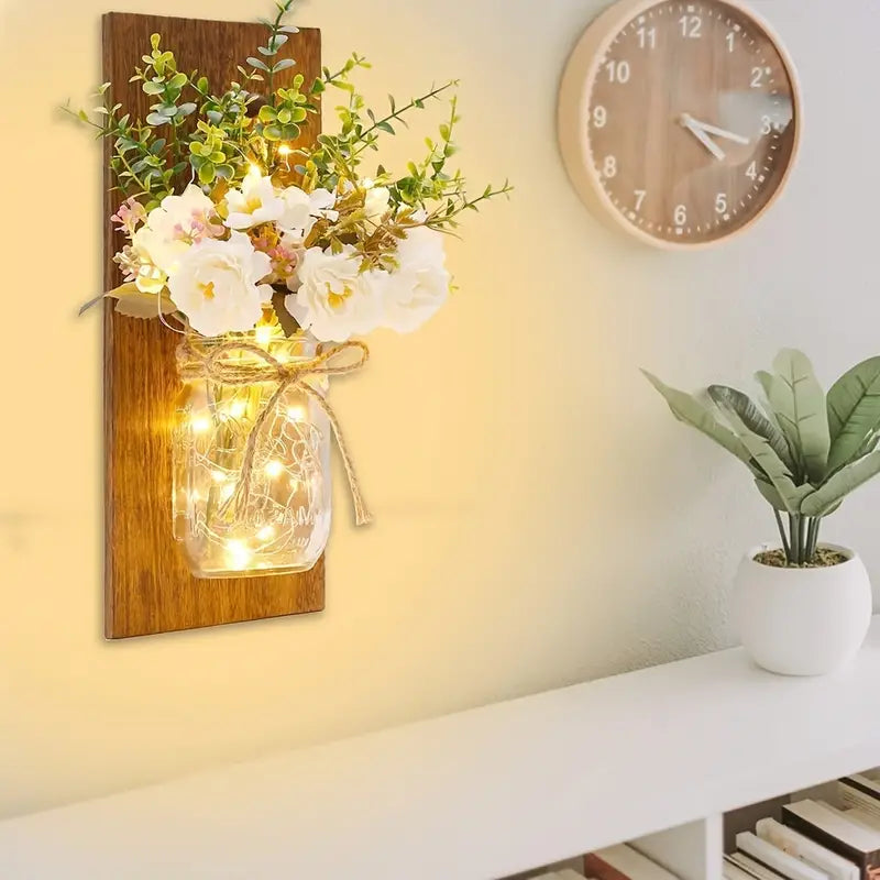 Rustic Wall Decor with LED Fairy Lights- 2pcs Set