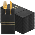 100-Pack Black & Gold Pre-Folded Dinner Napkins