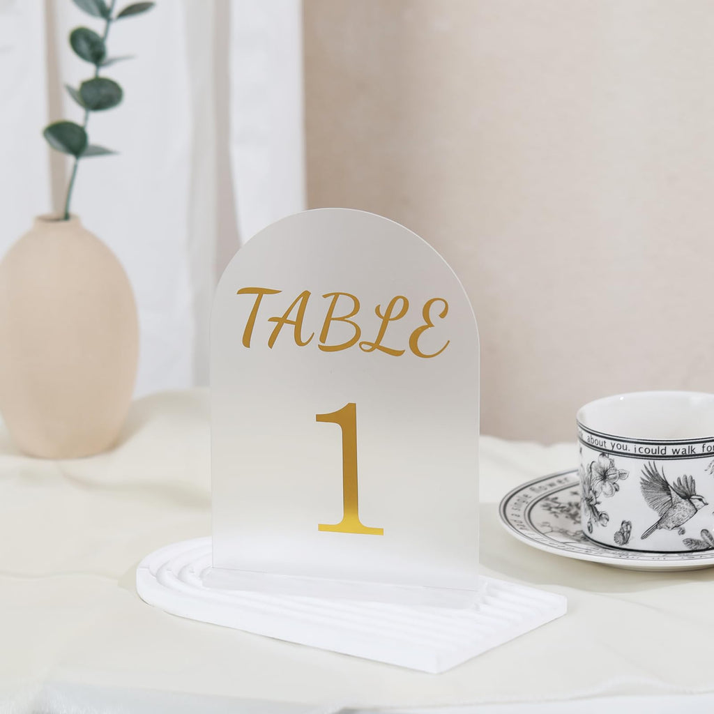 Elegant Matte Gold Wedding Table Numbers 1-10
