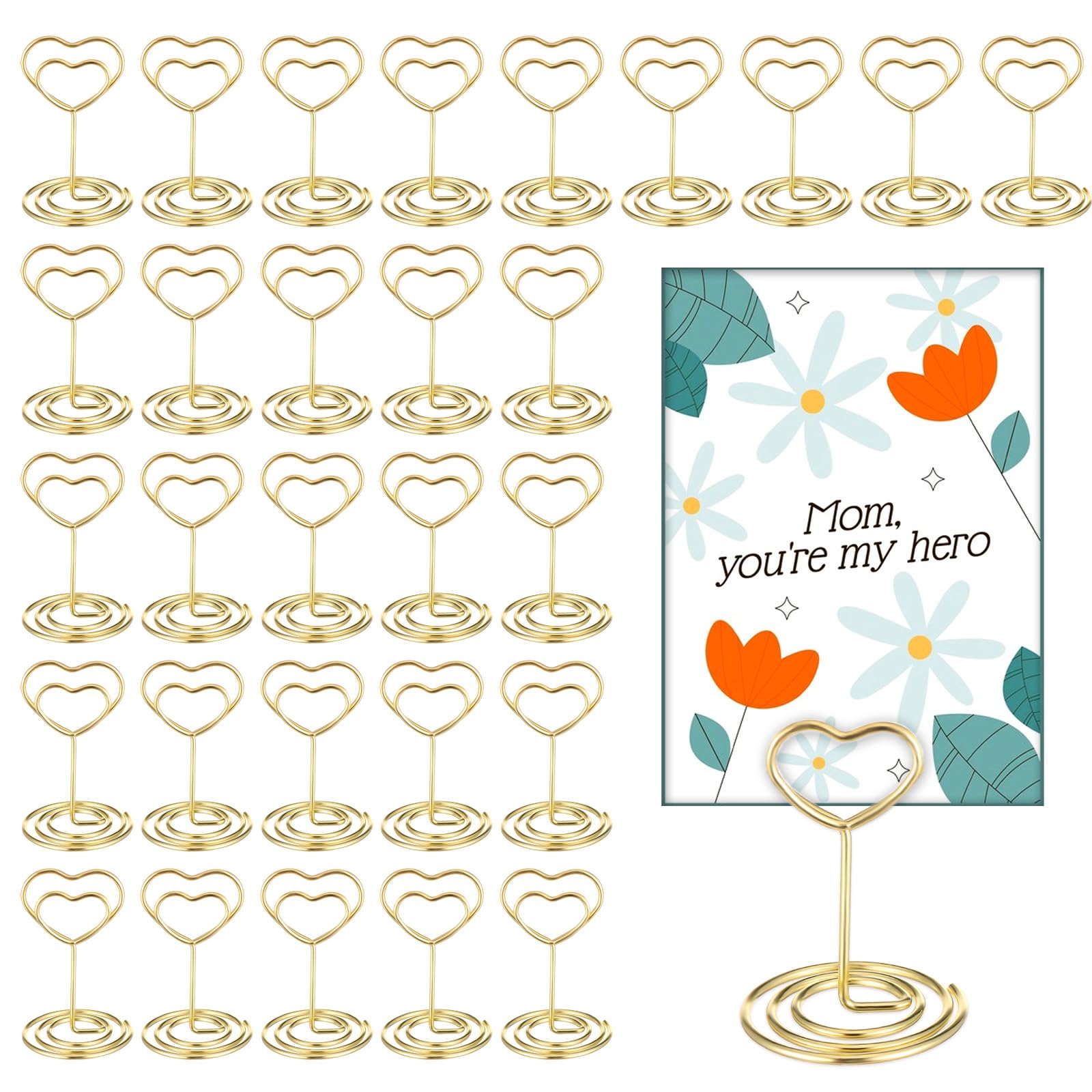 30pcs Gold Heart Card Holders