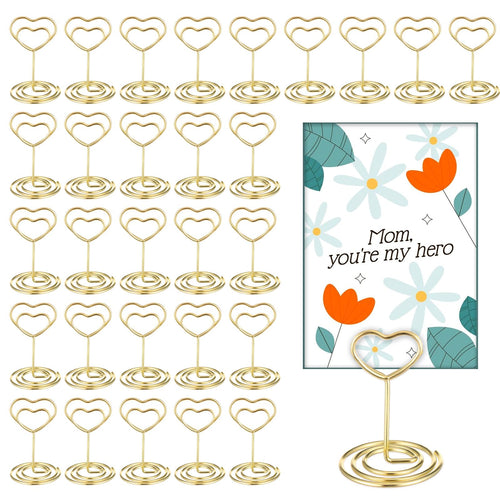30pcs Gold Heart Card Holders