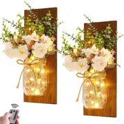 Rustic Wall Decor with LED Fairy Lights- 2pcs Set