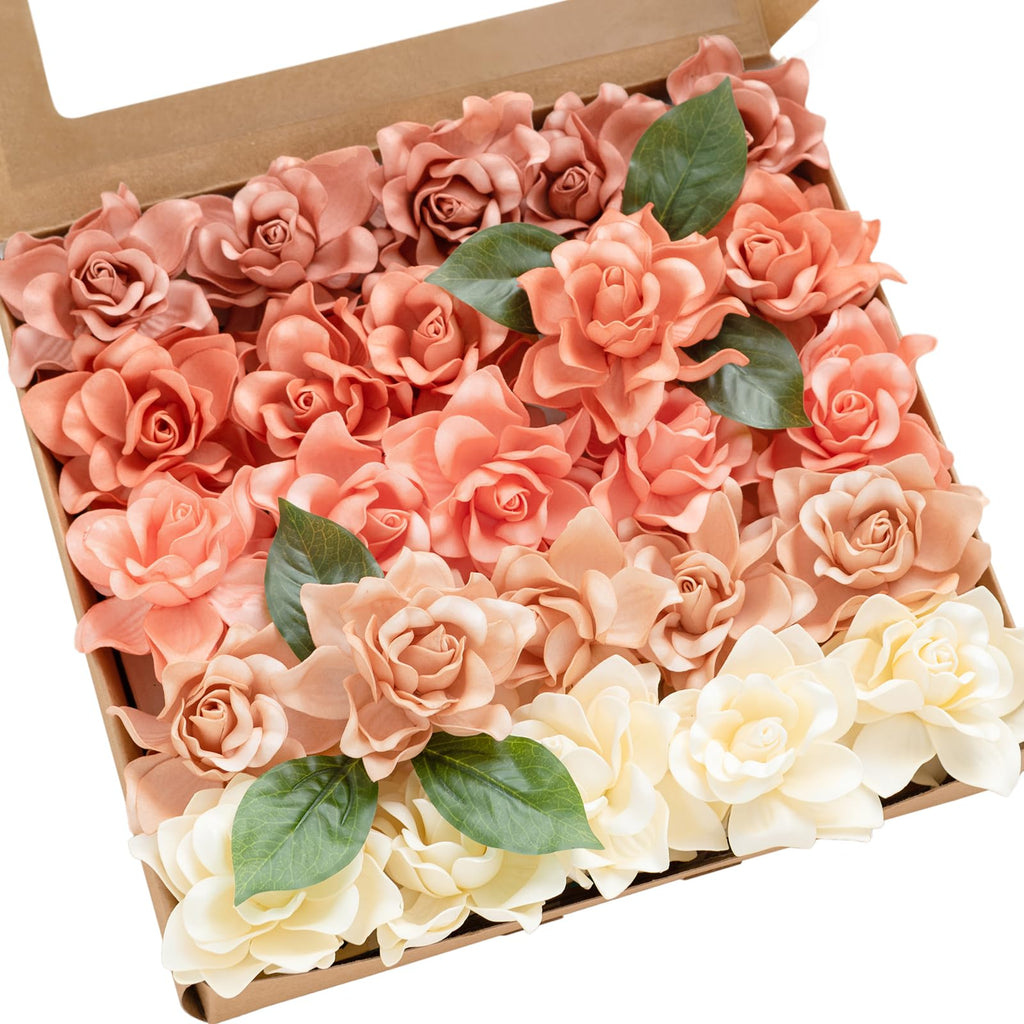Lings Moment Flowers 25pcs Gardenia Artificial Flowers Bulk 2.7" Gardenias Flower Foam Fake Flowers for DIY Wedding Decor Bouquets Centerpieces Bridal Shower Floral Arrangements