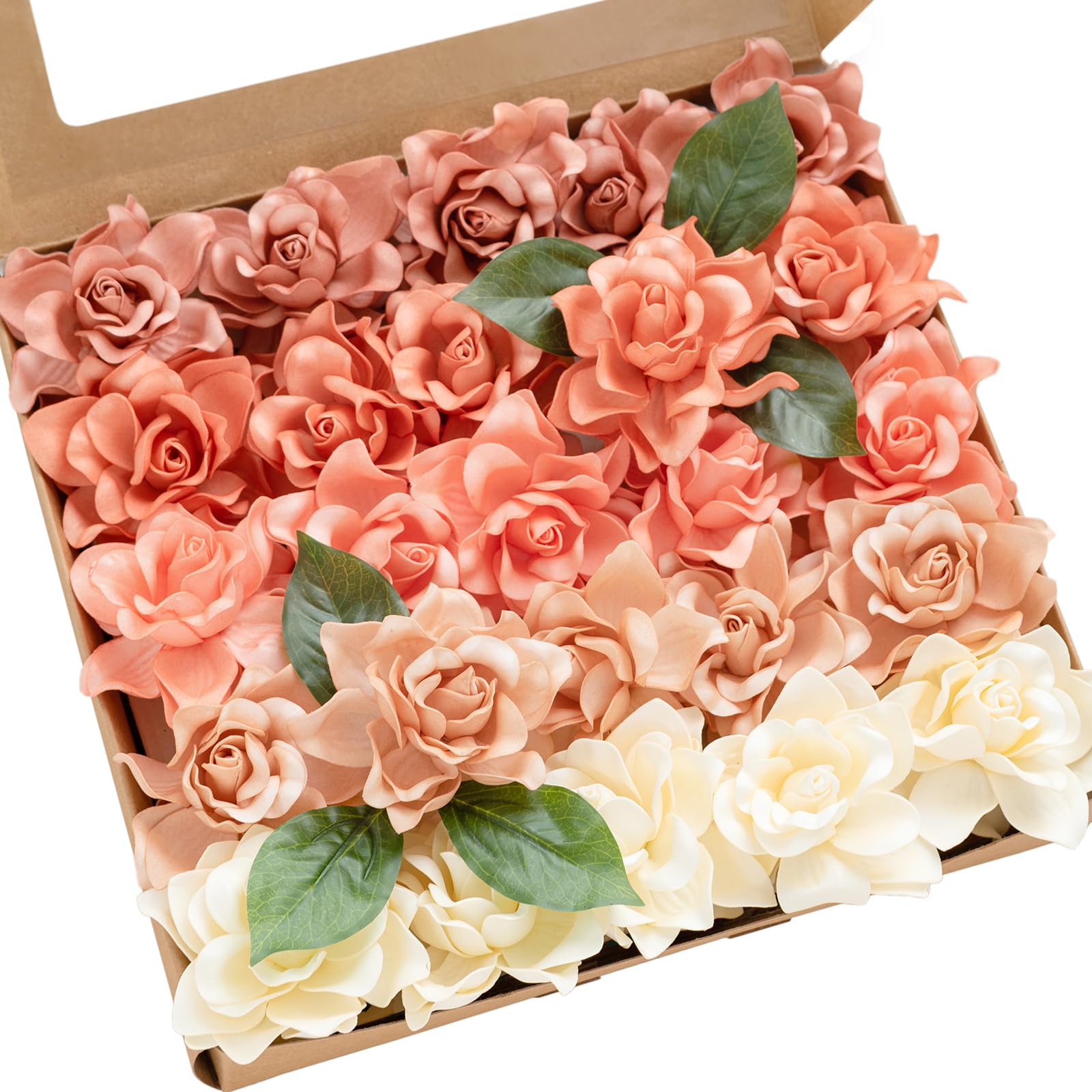 Lings Moment Flowers 25pcs Gardenia Artificial Flowers Bulk 2.7" Gardenias Flower Foam Fake Flowers for DIY Wedding Decor Bouquets Centerpieces Bridal Shower Floral Arrangements