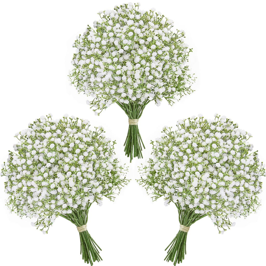 Alecono Babys Breath Artificial Flowers 𝟯𝟯𝗣𝗰𝘀 White Artificial Babys Breath Bulk for DIY Floral Bouquets for Wedding Fake Babys Breath Real Touch Flowers for Home Decorations