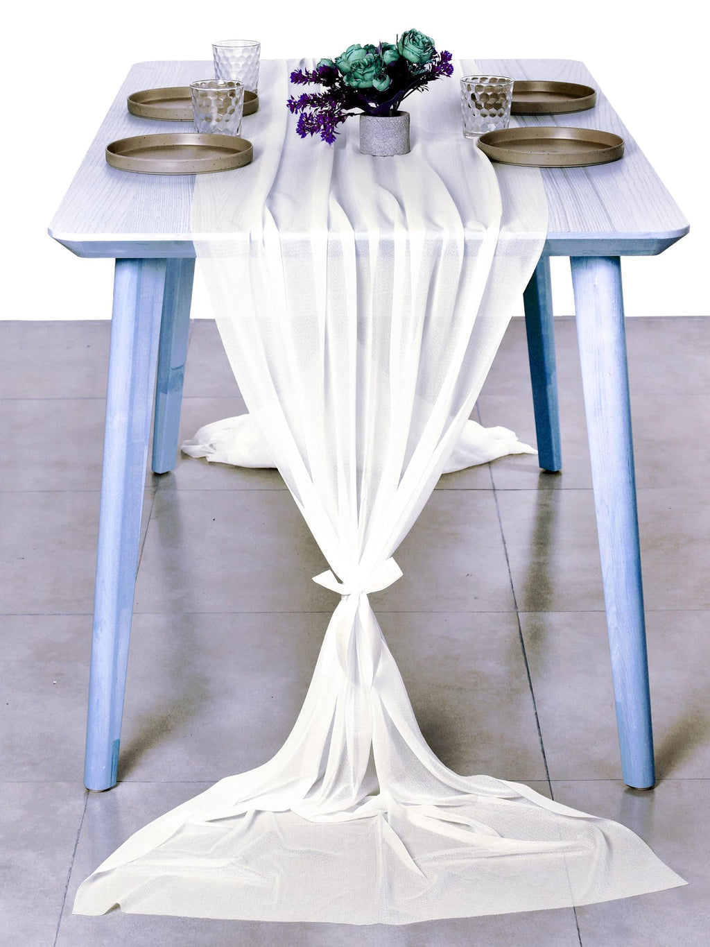 Elegant 10ft Chiffon Table Runner Pack - Ivory