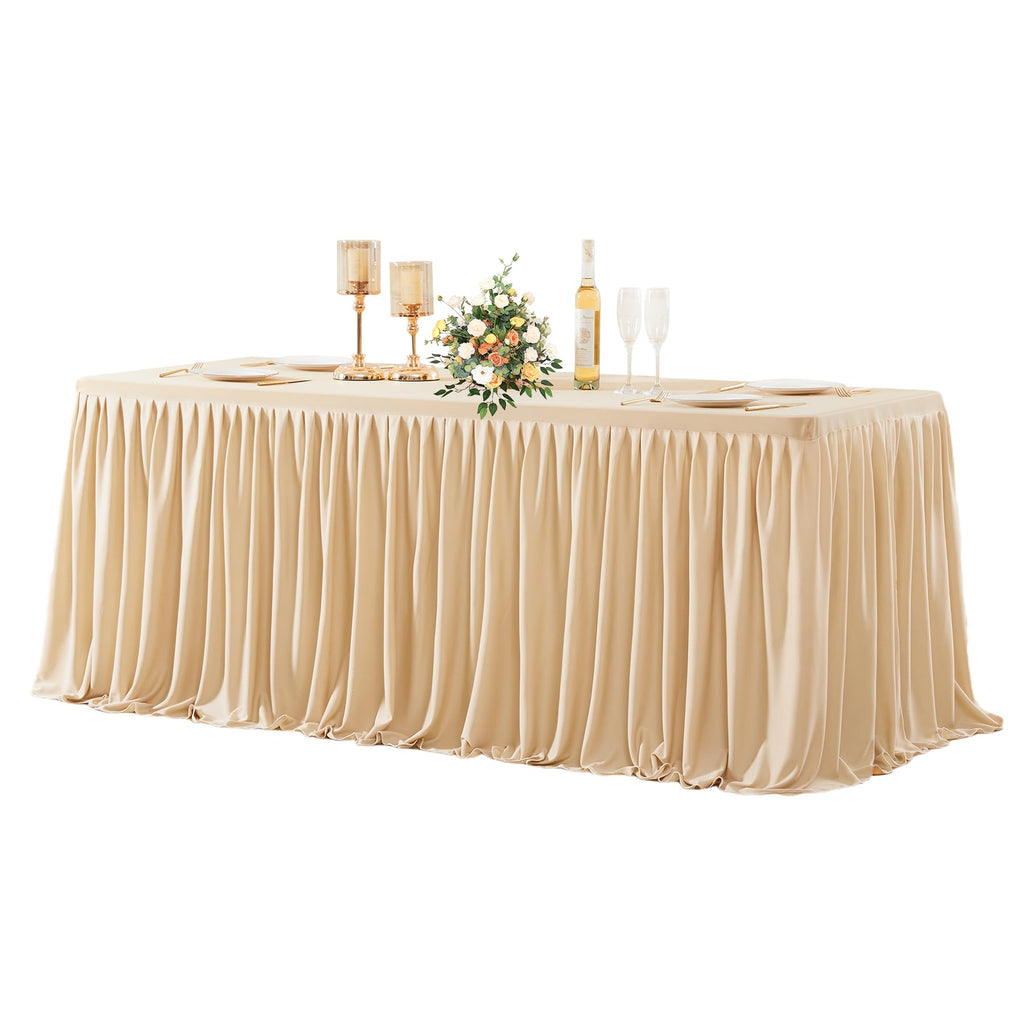 Champagne Fitted Tablecloth for 8-Foot Tables