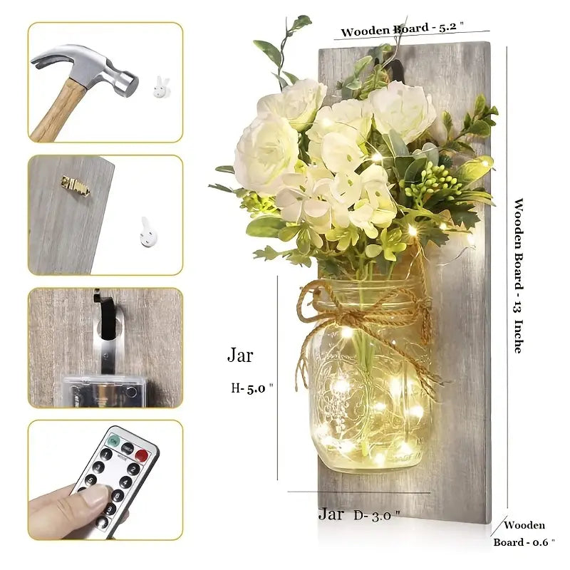 Rustic Wall Decor with LED Fairy Lights- 2pcs Set