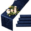 Navy Luxe Satin Jacquard Table Runner Set