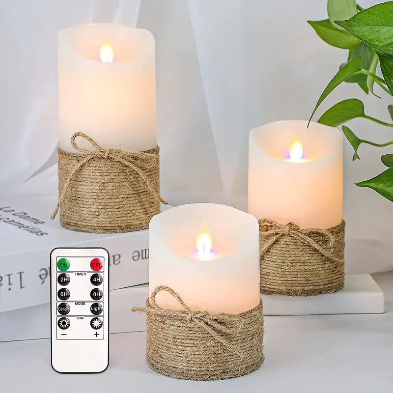 Flameless LED Flickering Candles- Set of 3