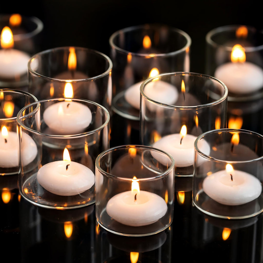 Glass Votive Tealight Candle Holders - 48 pcs (Clear)