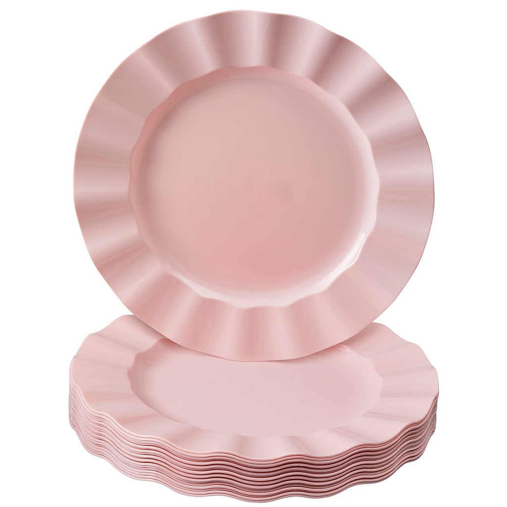 Pink Disposable Scalloped Dinner Plates 11.25” (10 Pack)