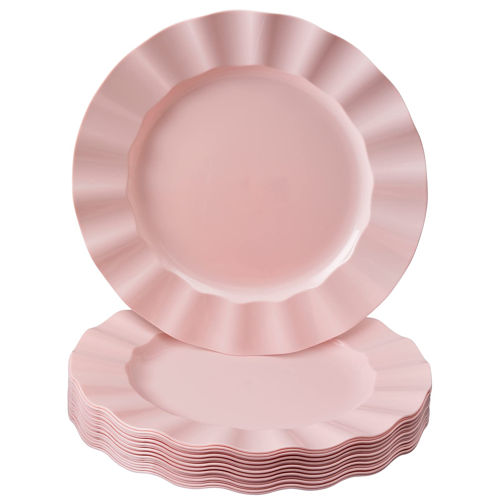 Pink Disposable Scalloped Dinner Plates 11.25” (10 Pack)