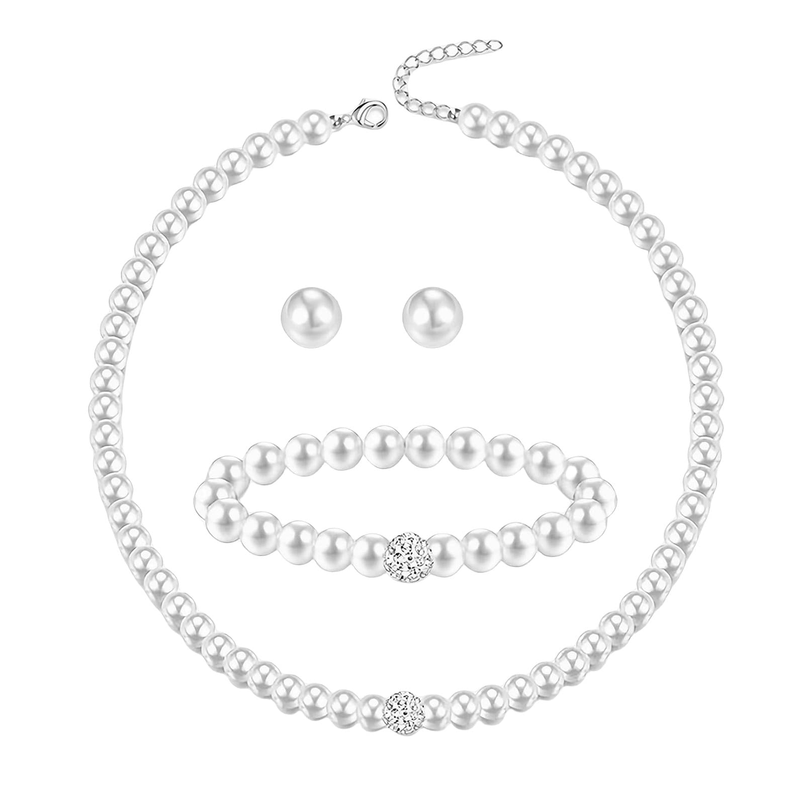 Pearl Bliss Bridal Jewelry Set - Necklace, Earrings, Bracelet