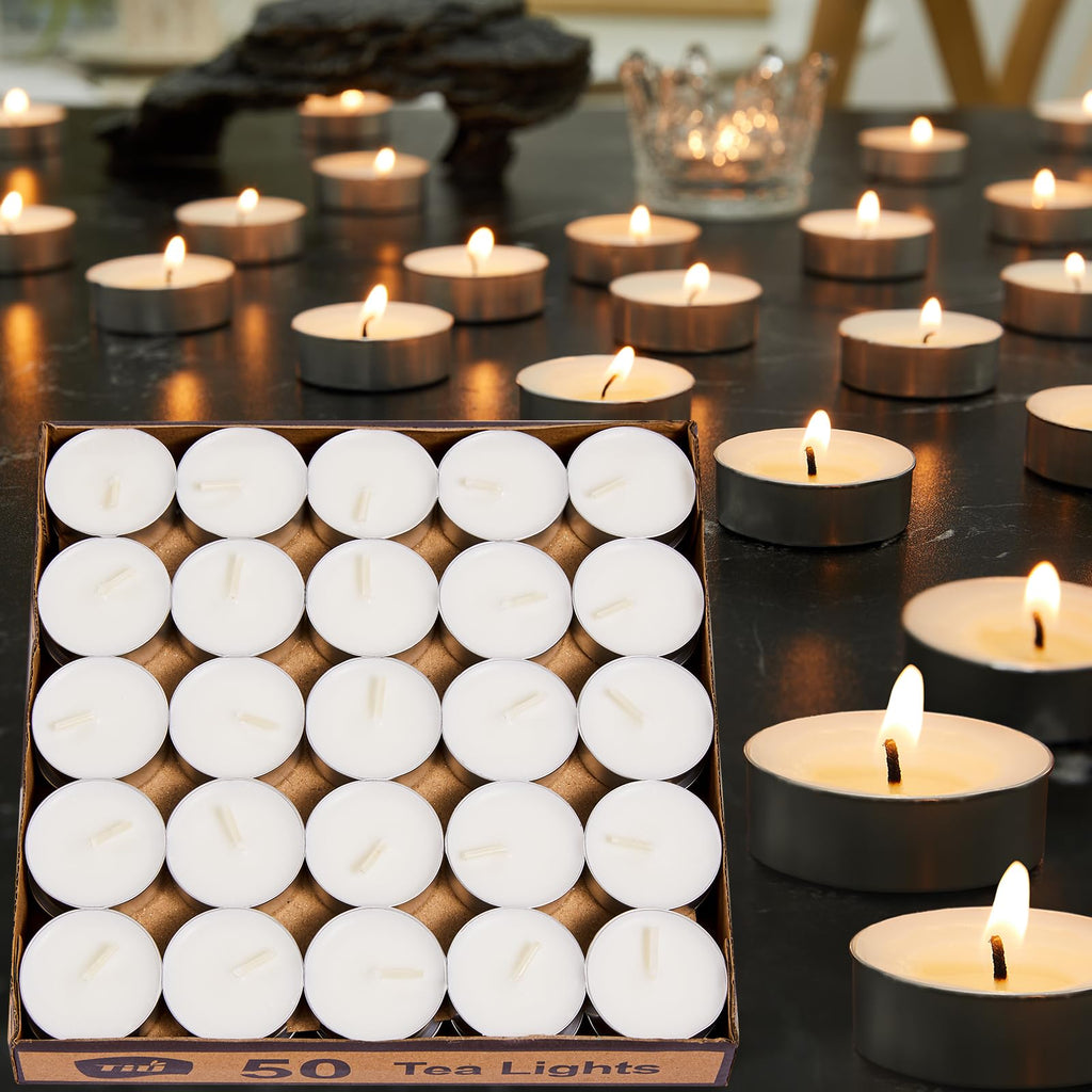 Unscented Palm Tea Light Candles- 50 Pack
