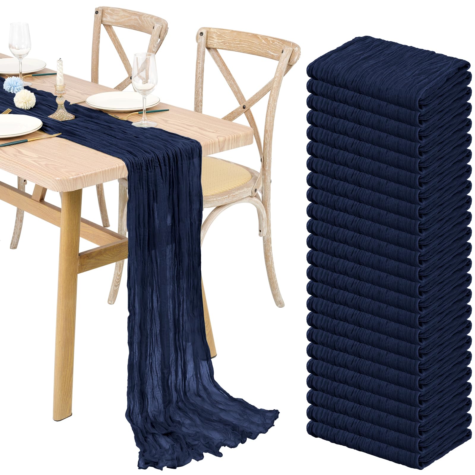 Navy Blue Cheesecloth Table Runners