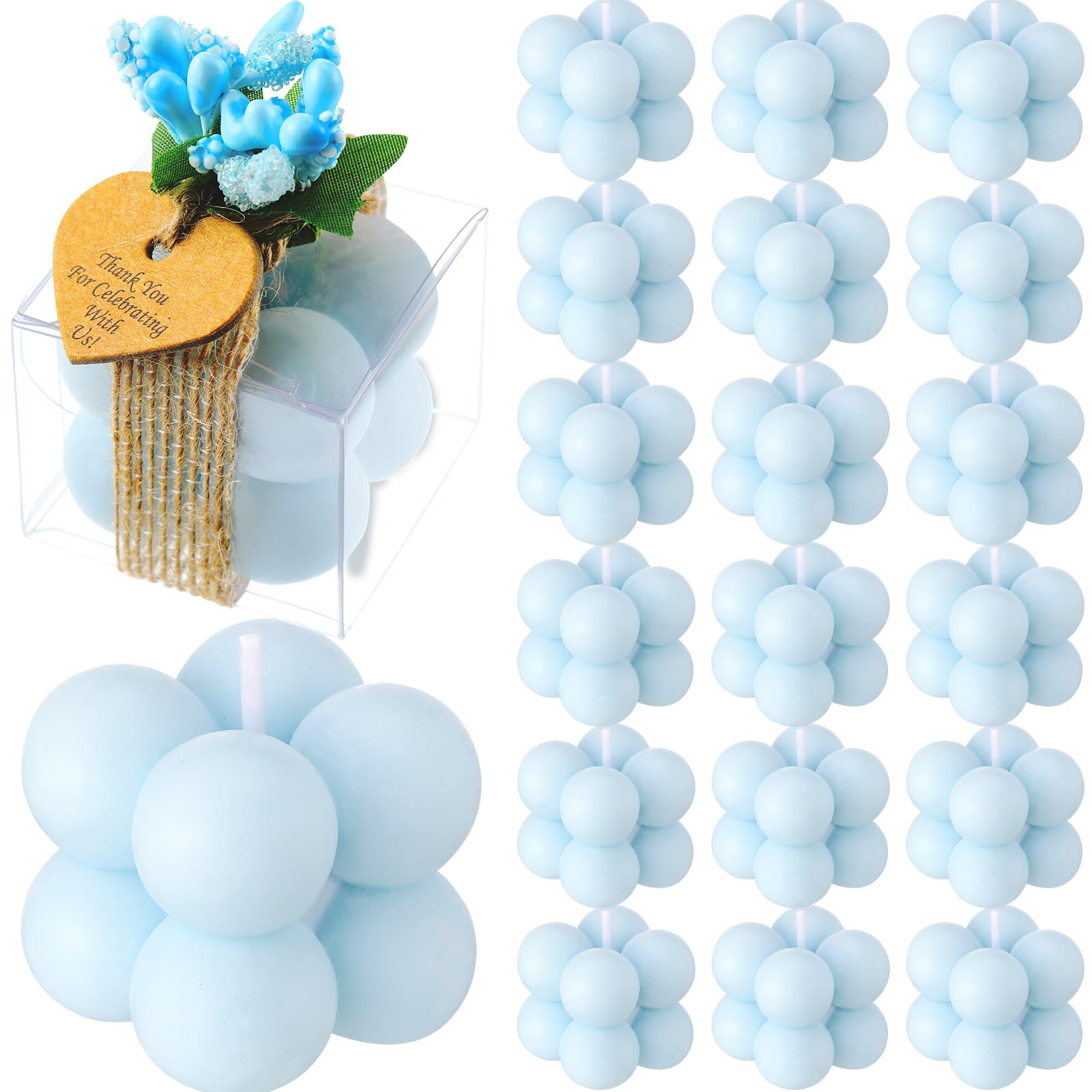 Wedding Favors Gift for Guests- 1.6" Mini Bubble Candles- Set of 30 (Blue)