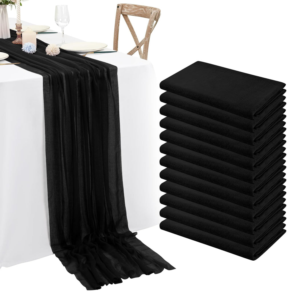 Black Cheesecloth Table Runners 12 pack